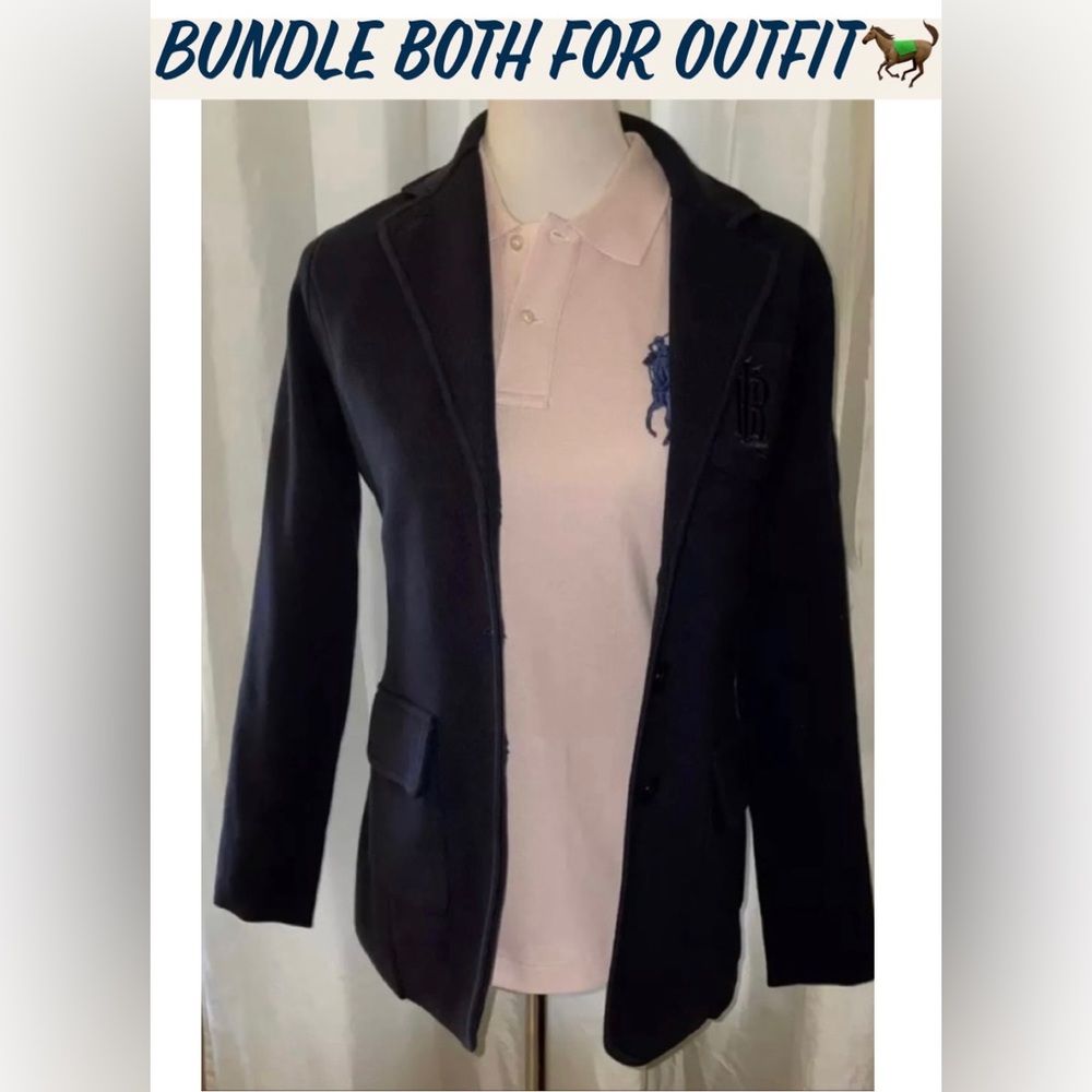 ⭐️Sold⭐️New LaurenRalphLauren Cotton Combed Knit Embroidered Logo Blazer Navy M - Picture 10 of 12